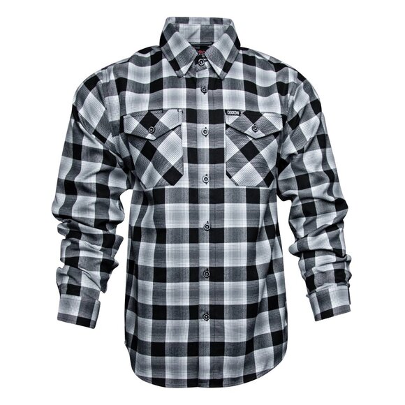 NWT Dixxon Mickey Cohen Gangster Boxer Gray & Black Plaid Flannel Shirt - Picture 1 of 9
